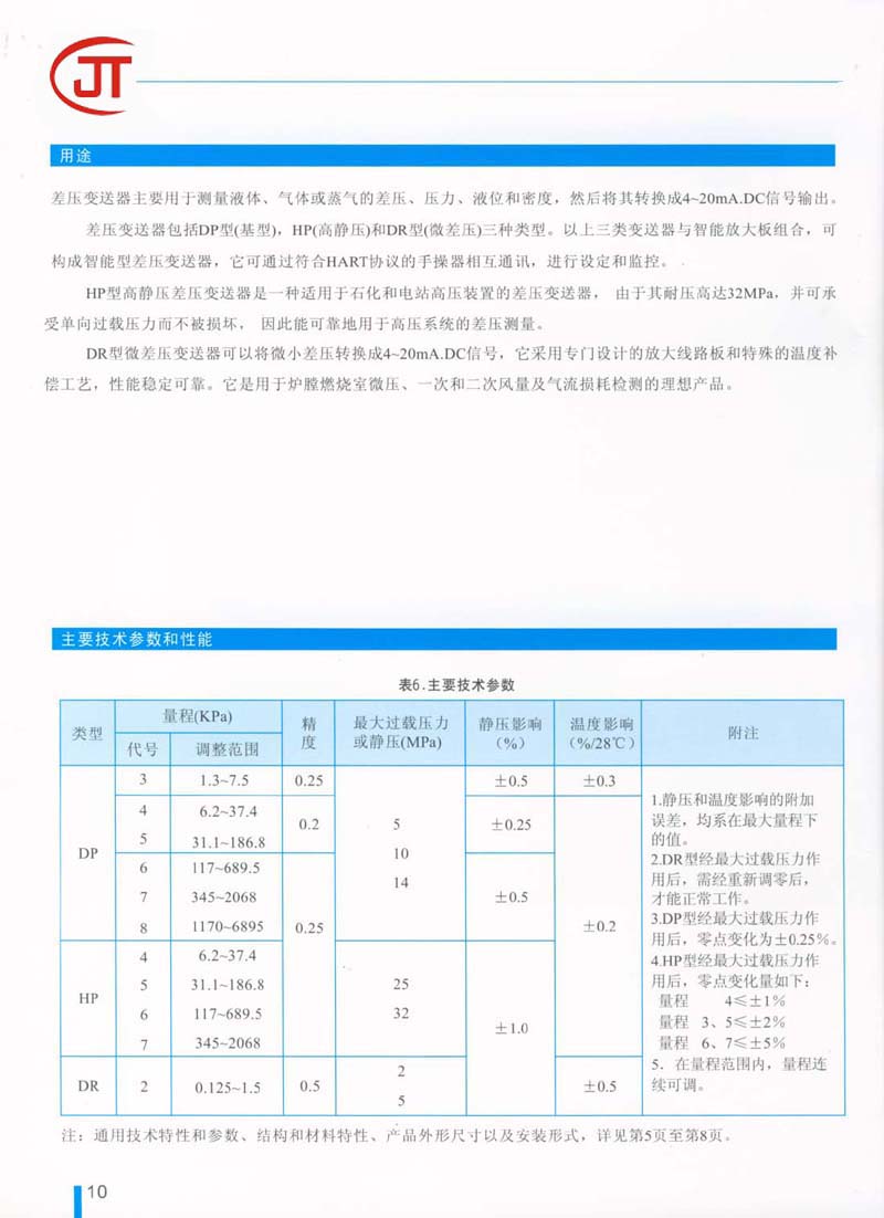 10)用途，主要技術(shù)參數(shù)和性能